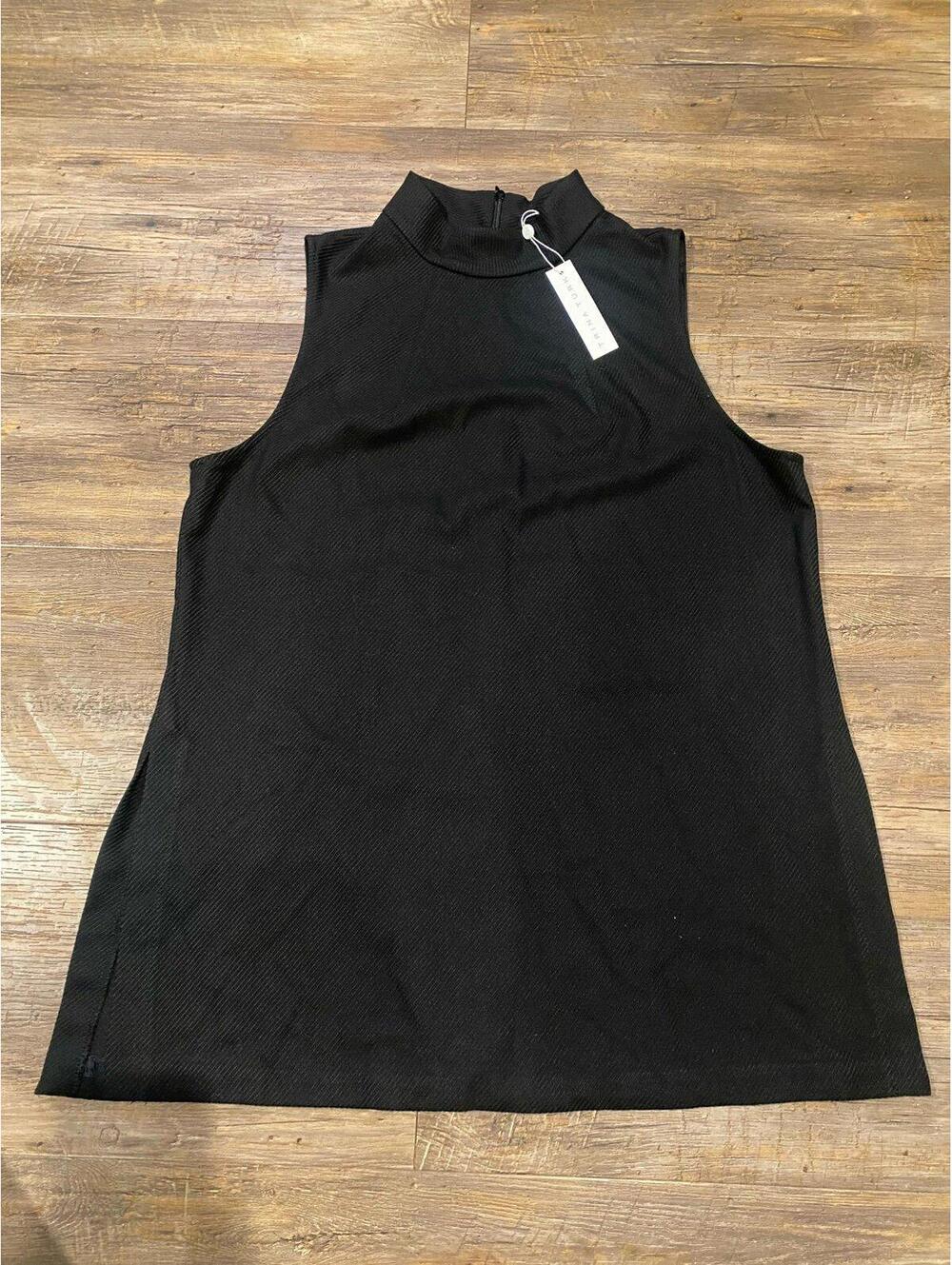 Trina Turk Black Sleevelss Shirt Sz 14 NWT